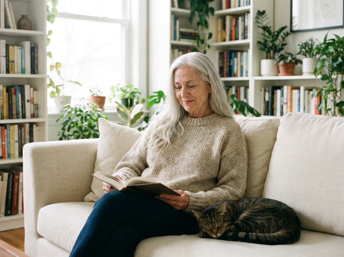 Woman relaxing with a book